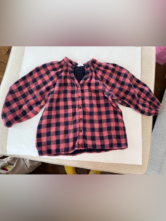 Old Navy Tops - Old Navy Red and Black Plaid Button-Front Puff Sleeve Top